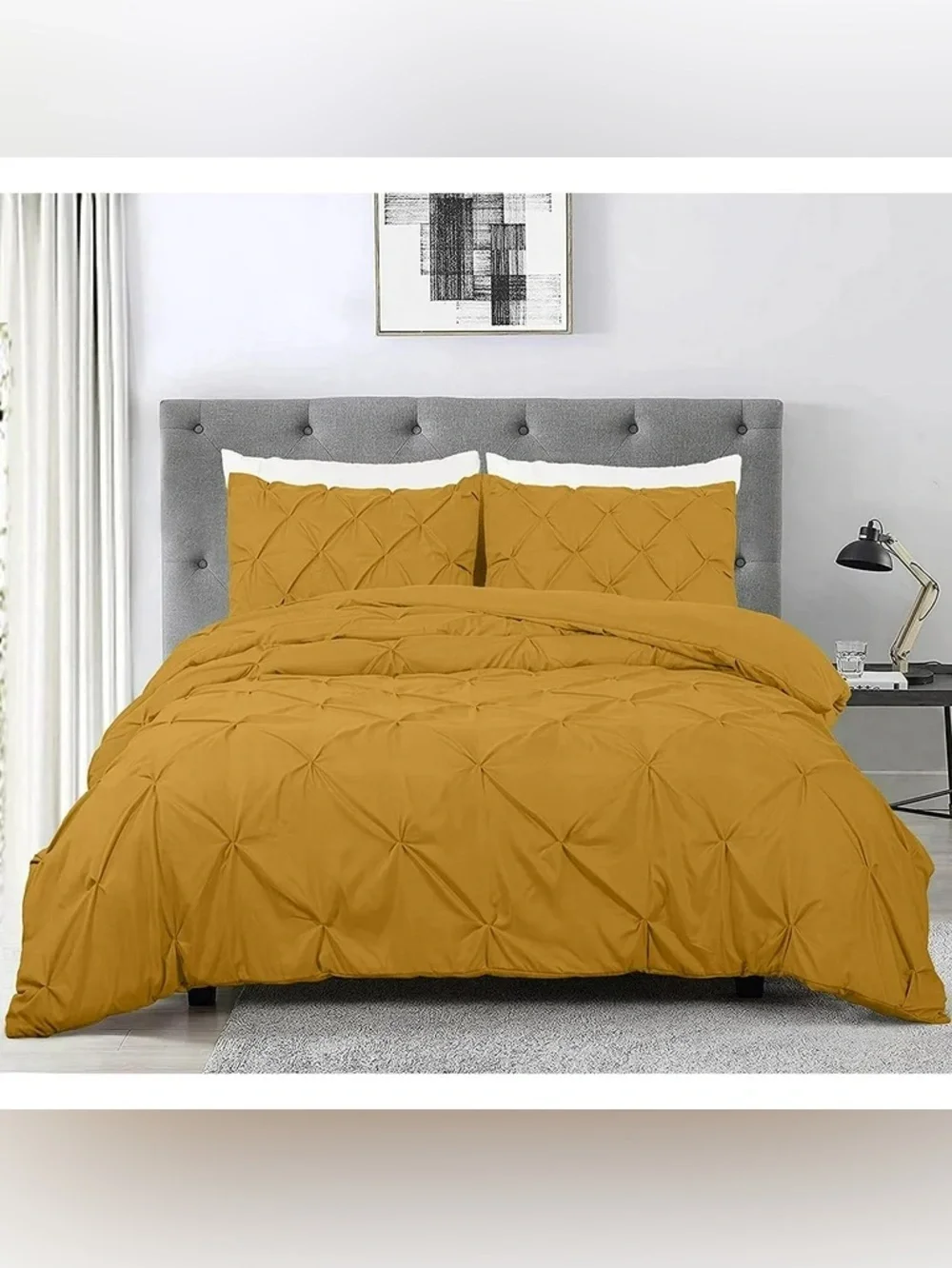 Mustard Pinch-Pleat Full size 3 piece Comforter Set